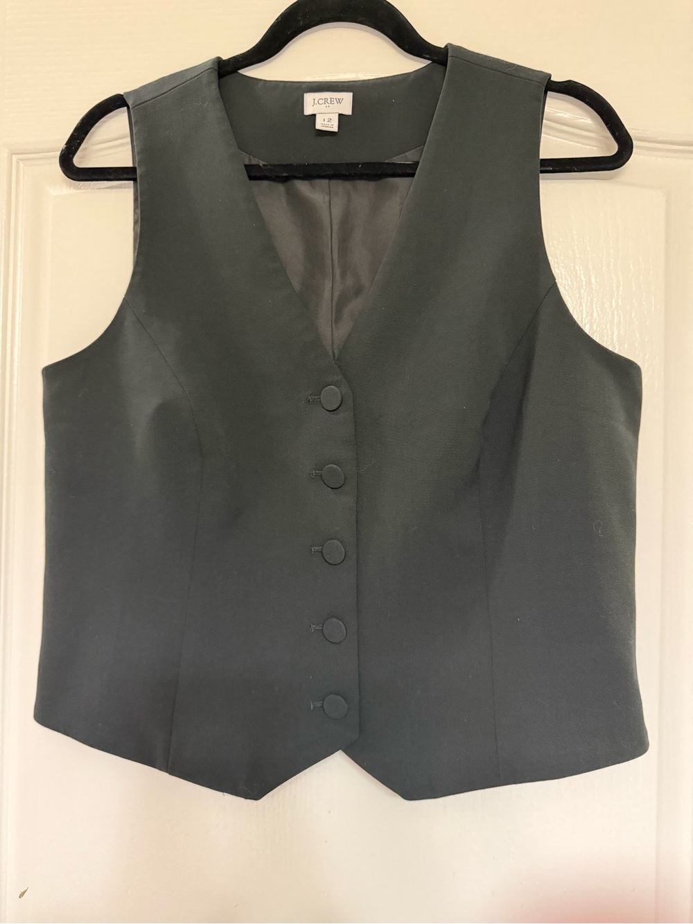 J.Crew Black Button Front Vest Top Size 12 Vest-as-Top Office Career Minimalist